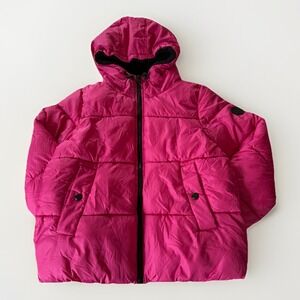 Madden Girl Women's Fuchsia Puffer Coat NWT Small Faux Fur Hood